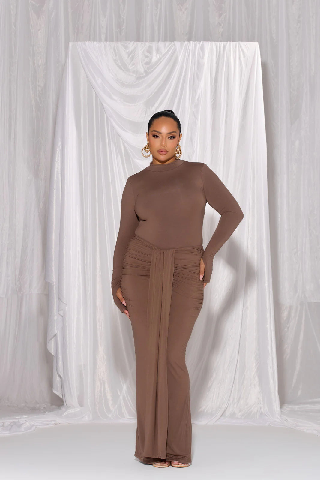 MIYA Curve Maxi Nederdel | Chokolade