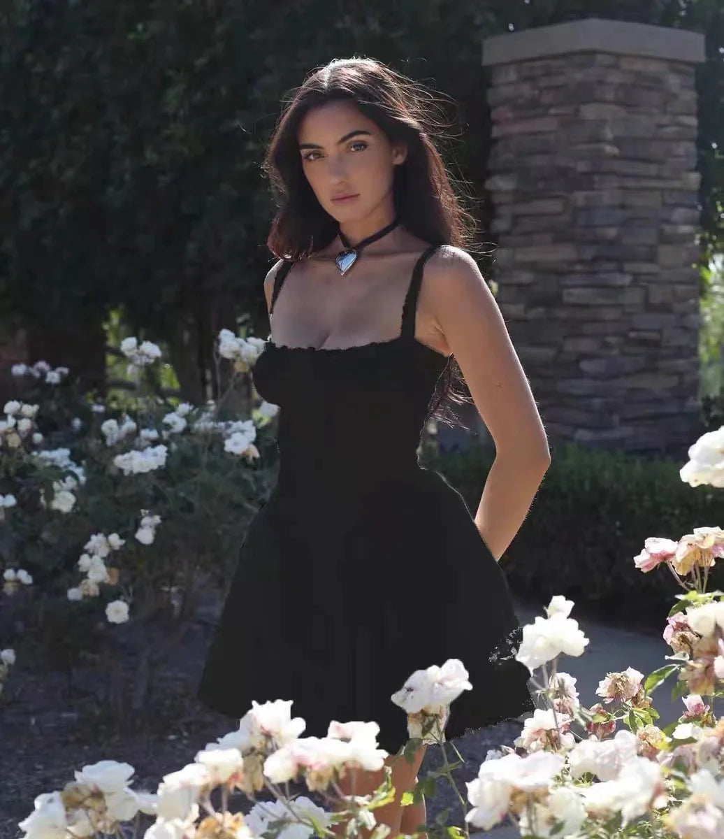 Agnes Corset Mini Puff Dress med blonder