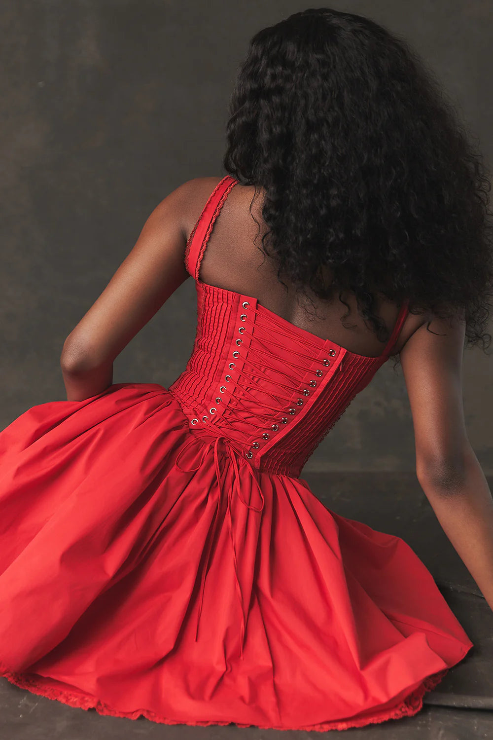 Agnes Corset Mini Puff Dress med blonder